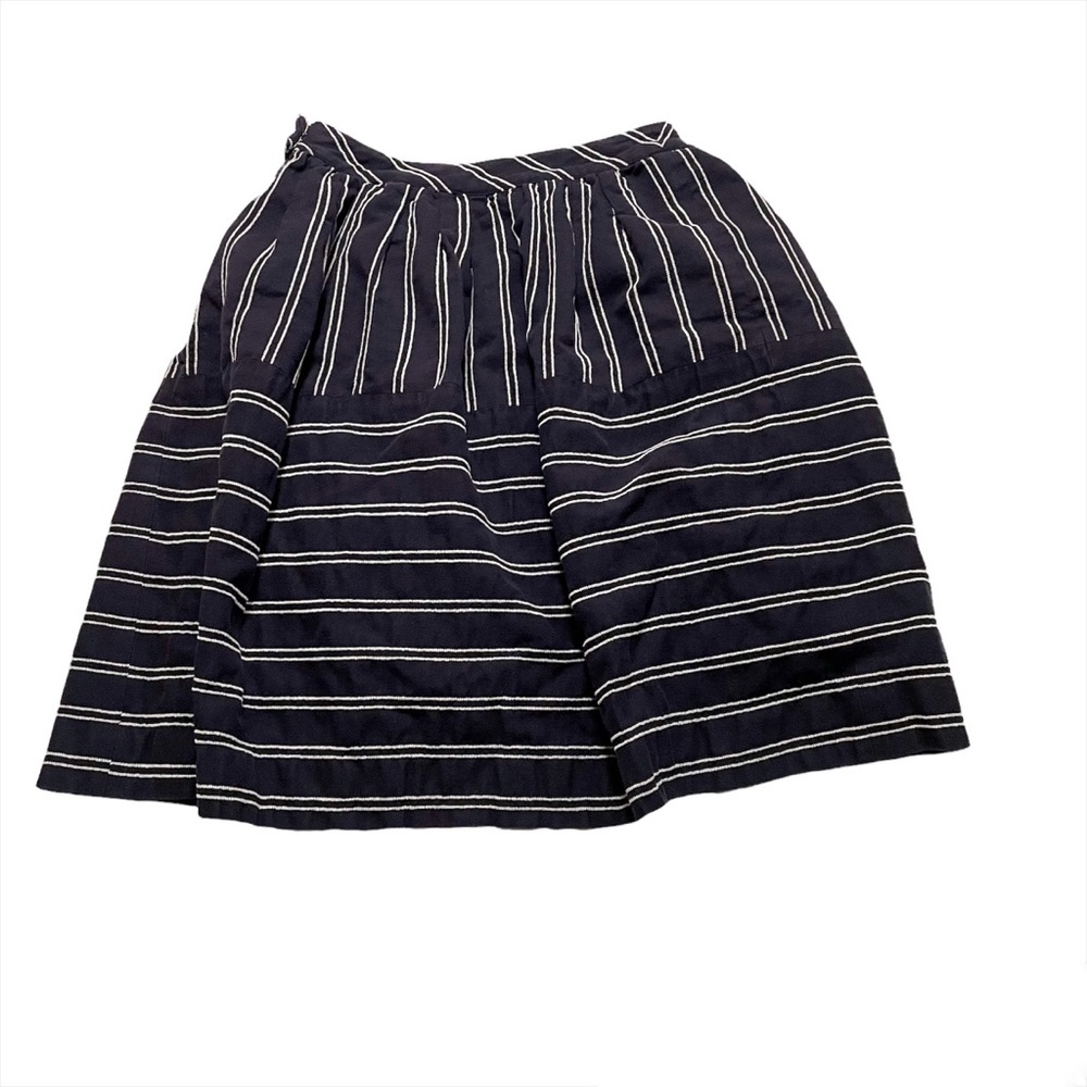 Maeve Navy Blue White Casual Pleated Skirt Pockets Lined Business Casual Size 2 - Picture 3 of 9